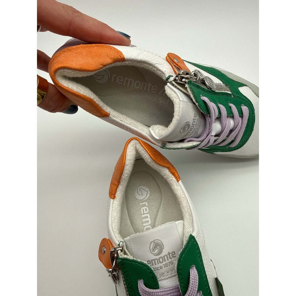 Remonte Lite n Soft Sneakers Size 38 Multi Color Leather Side Zip shoe NEW retro - Picture 9 of 12